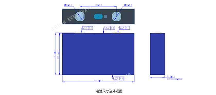 EVE亿纬锂能MB56 3.2V628AH锂离子电池尺寸