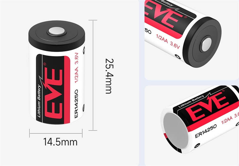 EVE 3.6V 1200mAh ER14250锂亚硫酰氯一次锂电池尺寸细节